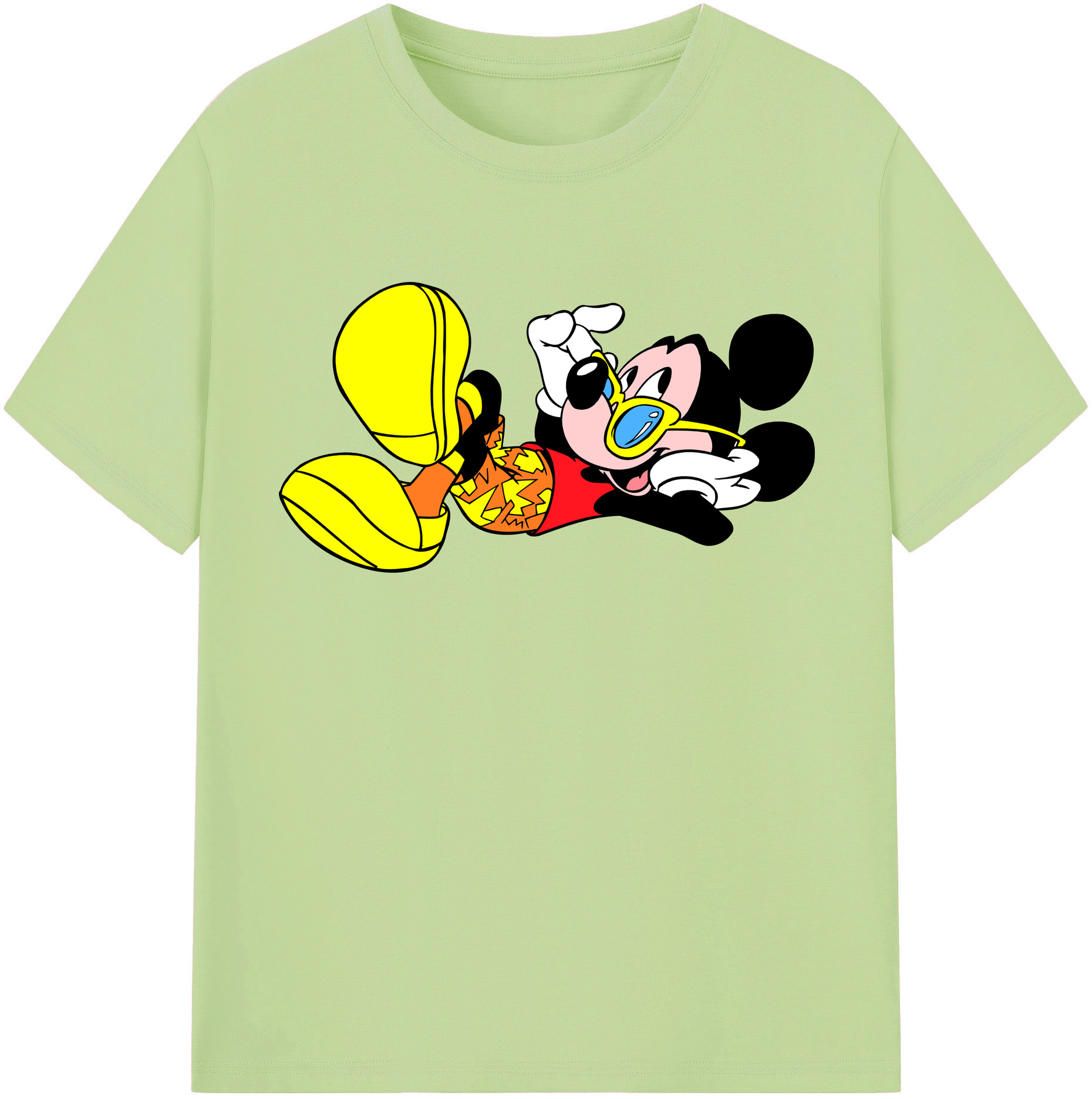 （画像用） ミッキーマウス Mickey Mouse 綿100％半袖Tシャツ（フロントプリント）